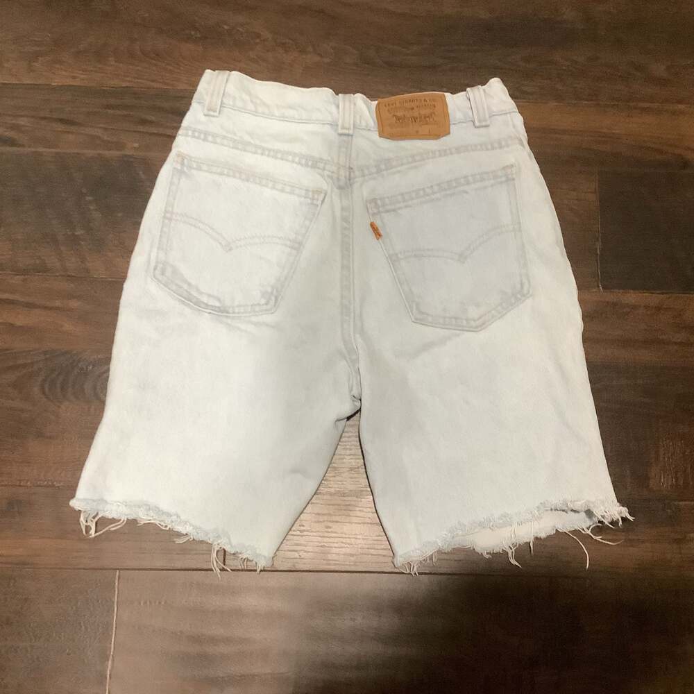 Vintage Levi's Orange Tab Sz 14 100% Cotton Raw Hem Denim Jean Shorts